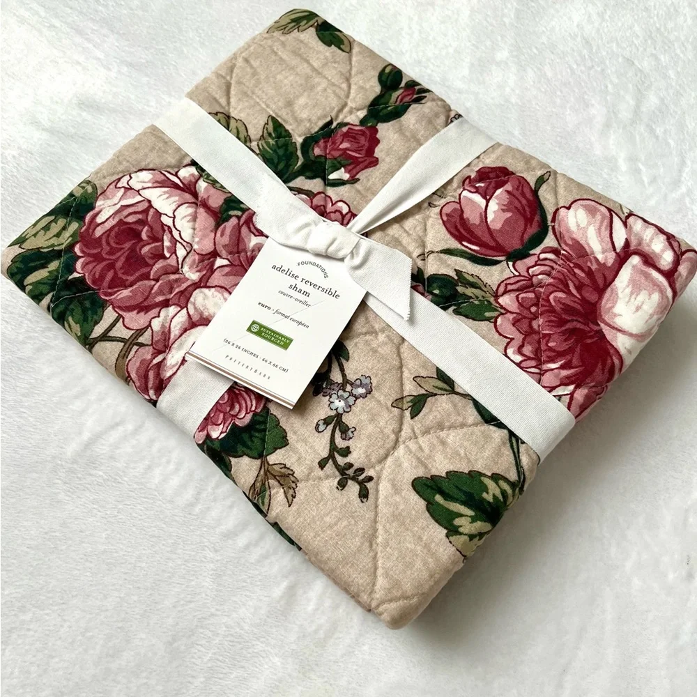 Pottery Barn Adelise Euro Pillow Sham Reversible Pillowcase New With Tag